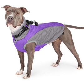 CAREUPET Medium Dog Coats - Warm, Windproof & Water Resistant Winter Jacket with Turtleneck & Thick Fleece Vest in M Purple