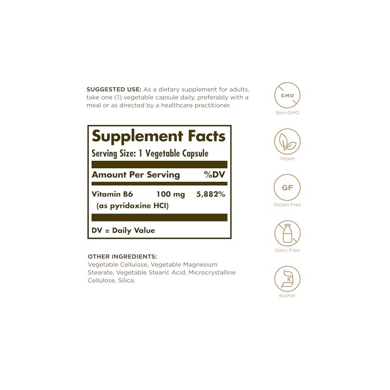 Solgar Vitamin B6 50 mg Vegetable Capsules - Pack of