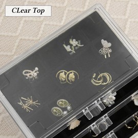 misaya Earring Jewelry Organizer with 5 Drawers, Christmas Day Gift, Clear Acrylic Jewelry Box for Women, Velvet Earring Display Holder for Earrings Ring Bracelet Necklace, Black