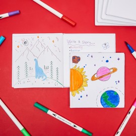 Paper Junkie Blank Books for Kids to Write Stories - 5.2 x 5.2 in White Hardcover, 6-Pack - Unlined Sketchbook Journal & Composition Notebook - Drawing Notebook for Kids - Create Your Own Book