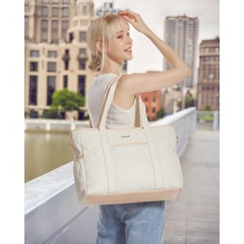 LOVEVOOK Tote Bag for Women, Puffer Work Tote Bag with Zipper, Quilted Nurse Teacher Shoulder for Daily,Travel,Gifts for Her