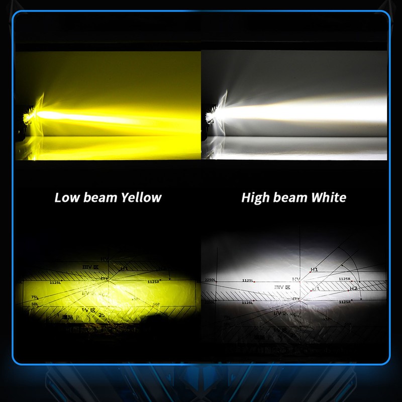 2pcs Motorcycle LED Spotlight White Yellow Dual Light Aluminum IP68