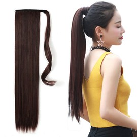 Remeehi Women's Straight Ponytail Wig, Velcro Ponytail, Heat Resistant Wig, Wig, Point Wig, Fluffy, Long Hair, Twin Tail, Neckline Wig, Easy to Wear, Hair Enhancement, Natural Black