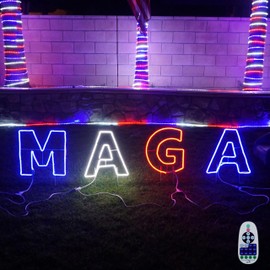 Russell Decor Trump Make America Great Again 2026 MAGA Lights with 10-Levels of dimmable Control (80'' x 17'', Red White Blue)