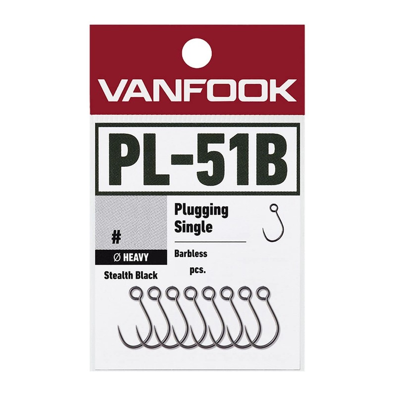 Vanfook PL-51B Plugging Single Heavy Barbless, Pack of 12, Stealth