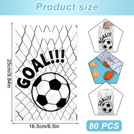 YQQYG 80 Pcs Soccer Gift Bags, Plastic Football Party Bags, Soccers Treat Bag for Kids Teens Games Sports Events Decorations