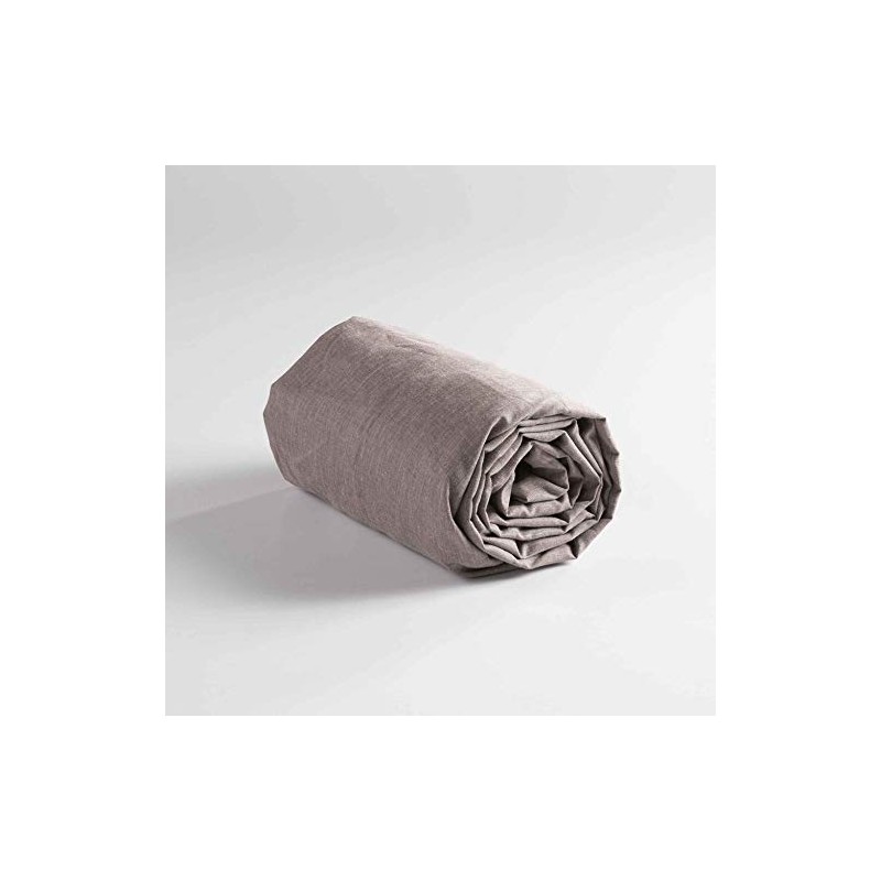 Douceur d'Intérieur Actually Double Fitted Sheet, Polyester, Hazelnut, 140 x