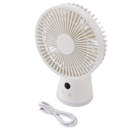 Desktop Fan Portable 5 Speed Power Display Quiet USB Rechargeable Table Fan with Night Light for Office Home Bedroom White