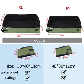 Foldable Travel Cat Litter Tray Coarse Cat Litter Tray Travel Foldable Portable 50 x 40 cm XL Waterproof, Portable and Easy to Clean Cat Litter Tray for Kitten Car Home Camping Outdoor (XL, Green)