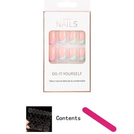Sethexy French Short Square False Nails Collection Fashion Press on Nails Glossy Fake Nails 24Pcs Acrylic Stick on Nail Tips