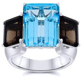 925 Sterling Silver Three Stone Gemstone Birthstone Ring For Women, Metal gemstone, Topaz