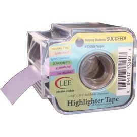 Lee Products Co. 1 7/8-Inch Wide, 393-Inch Long Removable Highlighter Tape with Refillable Dispenser, Purple (13260)