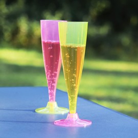 COM-FOUR® 16 x Reusable Champagne Flutes - Plastic Champagne Flutes for Party, Camping and on the Go - Reusable and Dishwasher Safe - Champagne Flutes [Selection Varies]