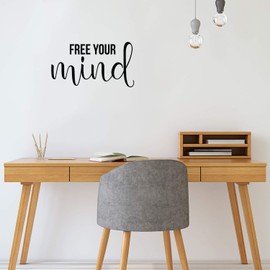 Vinyl Wall Art Decal - Free Your Mind - 12" x 22" - Modern Inspirational Mindset Quote for Home Bedroom Living Room Apartment Office Coffee Shop Decoration Sticker
