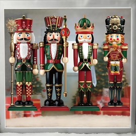 Fullhawl 4 Sheets Large Christmas Window Clings Decorations Nutcracker Soldiers Christmas Window Clings Nutcrackers Xmas Stickers for Holiday Party (Classic Eroticism)