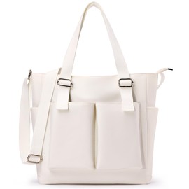 KALIDI FANCY FOREST Tote Bag, Men's, Large Capacity, 3-Way Use, Shoulder Bag, Tote Bag, Women's, Nylon Bag, Multi-functional, Shoulder Bag, Lightweight, For School or Work, white