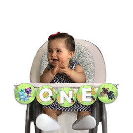 Puppy Dog Pals High Chair Banner - ONE - Cardstock Cover 80lb - Comes with Ribbon for Hanging - 25in approx length (Green)