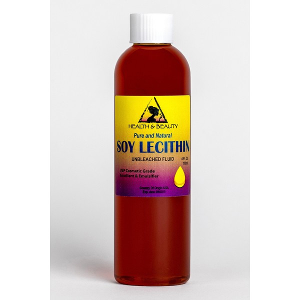 Lecithin Soy Unbleached Fluid Liquid Emulsifier Emollient Stabilizer Pure 4 oz