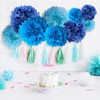 Blue Paper Flower Pom Poms Wall Decorations for Baby Showers,