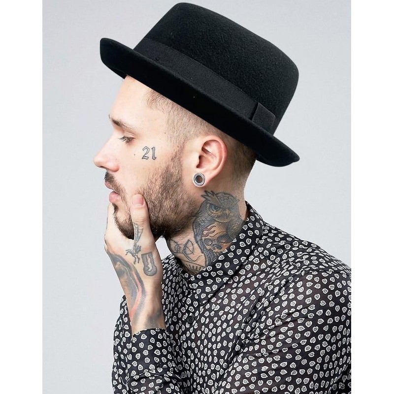Vikodah Pork Pie Hat Wool Felt Bowler Porkpie Boater Derby