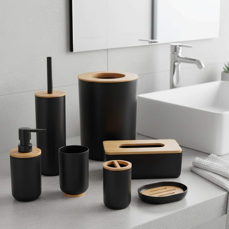 Bamboo-Based Black Padang Vanity Bathroom Tumbler Cup - Ideal as