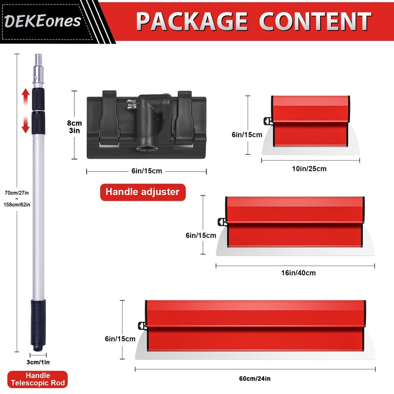 DEKEones Drywall Skimming Blade Set, Stainless Steel 10",16" & 24"