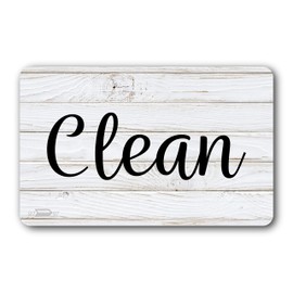 Gray and White Wood Clean Dirty Magnet for Dishwasher, Reversible Dishwasher Magnet Clean Dirty Sign, Strong Kitchen Flip Indicator, Bonus Universal Magnetic Plate, Gray and White Clean Dirty Magnet