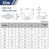 DIN 315 Wing Nut M8, Leryati Pack of 10 Stainless