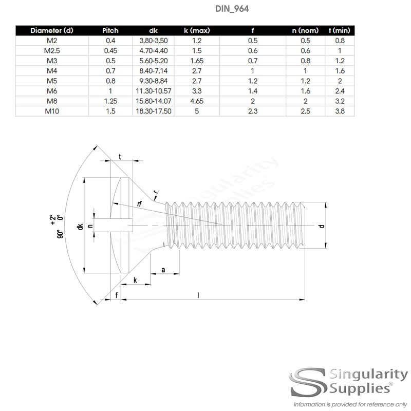 M4 (4mm x 20mm) Slot Raised Countersunk Machine Screw (Bolt)