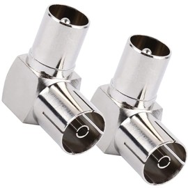 Ezranova 2 Pcs PAL Male to Female Connector,TV Aerial Coaxial Adaptor,Right Angle RF Coax Connector,RF Coax TV Antenna Right Angle Adapter Suitable,for Wall Mounted TVs Satellite And Antenna Cables