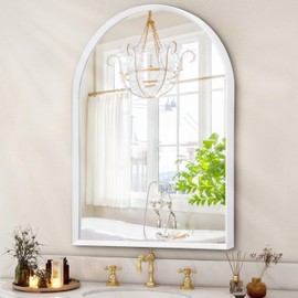 HLFMVWE Arched Wall Mirror, Brushed Metal Frame Mirror, Arched Bathroom Vanity Mirror for Living Room Bedroom Mantel Entryway Hallways Home Decor Aluminum Alloy Frame 20"x16"