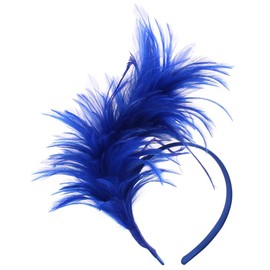 FELIZHOUSE 1920s Fascinator with Feathers Headband for Women Wedding Tea Party Headwear (Blue)