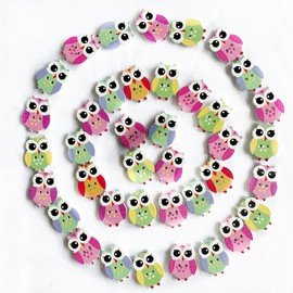 Norinoya 50PCS Owl Buttons for Knitting Crafting Baby Cardigans,Handmade Project Children's Manual Button Painting,Arts Crafts Sewing Haberdashery Buttons DIY Cloth Supplies (Owl)