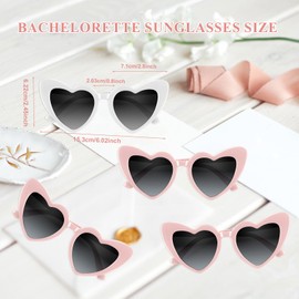 BOUBONI 4/6/8/10/12 Pack Bachelorette Sunglasses Heart Sunglasses Vintage Heart Shaped Glasses for Women Bridal Party Wedding