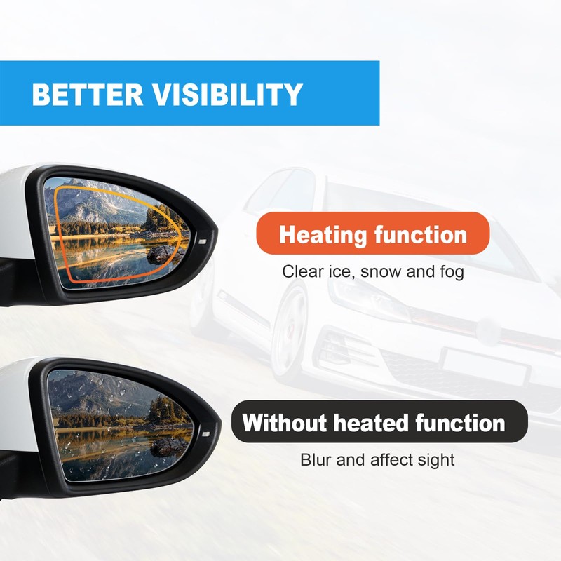Vrasly Passenger Right Side Heated Mirror Glass Compatible With Volkswagen