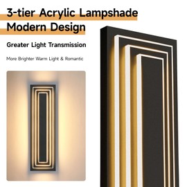 ZSMAIKU 23.6 in Long Outdoor Wall Lights,3-Tier Large Exterior Lighting Fixtures,LED Front Porch Lights,Waterproof Outdoor Garage Lights 36W Warm White 3000K Modern Acrylic Wall Sconce,2 Pack
