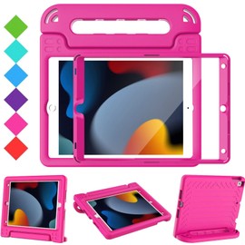 Surom Surom Kids Case with Screen Protector for iPad 10.2 Inch 2021/2020/2019 (9th/8th/7th Generation), Shockproof Convertible Handle Stand iPad 10.2 9th/8th/7th Generation Case for Kids, Rose Rink