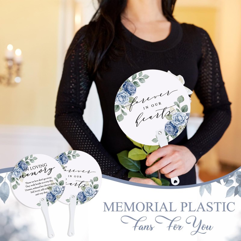 Teling 100 Pcs Funeral Favors Round Fans Bulk Plastic Handheld