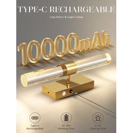 10000mAh Battery Operated Wall Sconces Set of 2, Gold, 15.3 Inch, 3CCT