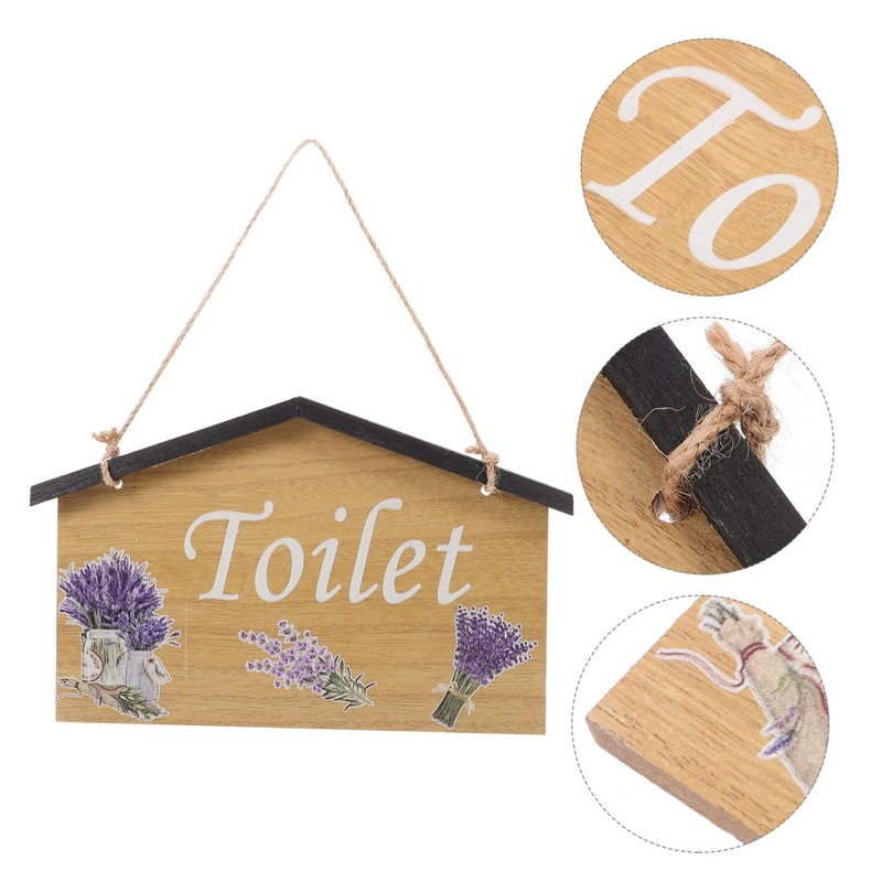 STOBOK Rustic Bathroom Wall Sign Charming Toilet Decor for Restroom