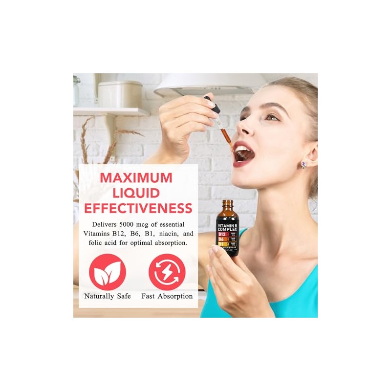 Vitamin B Complex Liquid Drops, 60ml High Strength B-Vitamin Complex