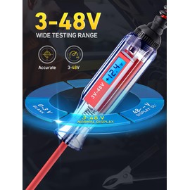 JASTIND Automotive Test Light 3-48V DC Digital LCD Circuit Tester, Bidirectional Voltage Tester with Voltmeter & 140 Inch Extended Spring Wire, Heavy Duty Electric Tester for Car Fuse, Battery
