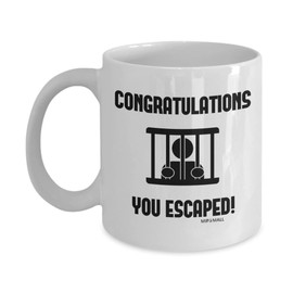 Leaving Gifts Mugs for Colleagues Boss Men Women, Funny Work Christmas Presents for New Job Traitor, Congratulations You Escaped Coffee Cup, MG0001