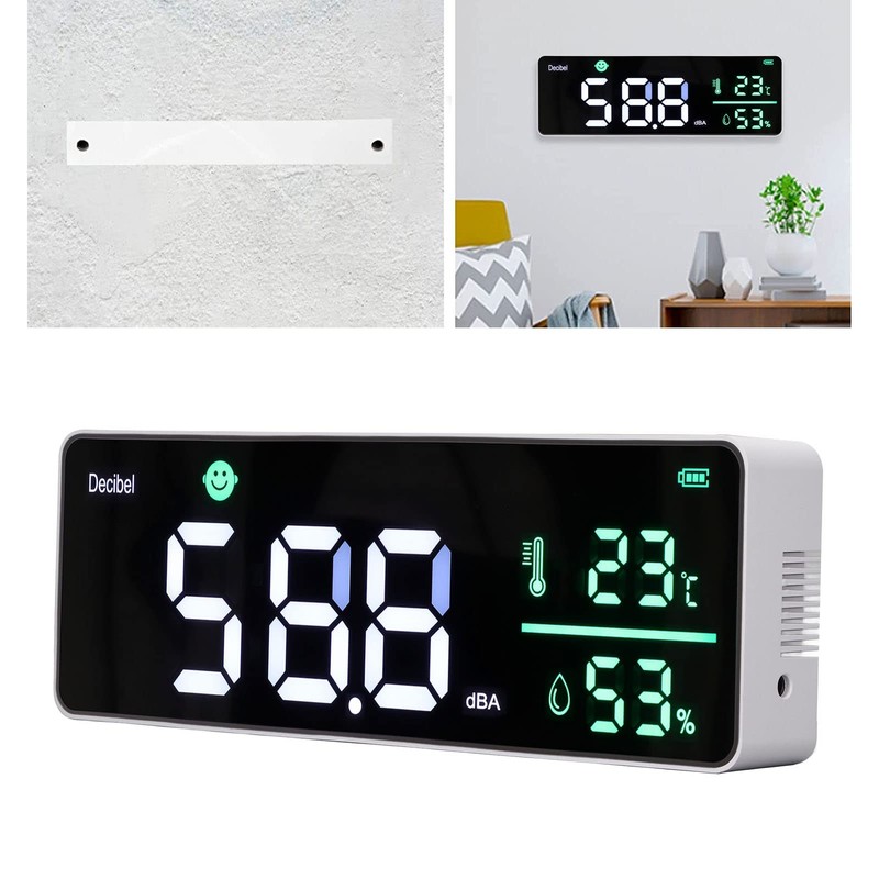 Sound Level Meter, Wall Hanging Decibel Meter Temperature Humidity Meter