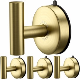 DGYB Large Suction Hooks for Bathrooms - Gold Towel Hooks Stainless Steel - 15 Lb Capacity - Removable, Heavy Duty