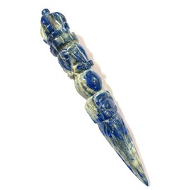 Jet International Women's Genuine Lapis Lazuli Phubra 6" Tibetan Nepal Vajra Carving Deity Tibetan Buddhism Swastika Kila Phurpa Magic Lama Dis-Integrator Ritual Ceremony Cleansing God Lord Indra
