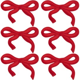 BEIQIYA 6pcs Bow Iron on Patches, Mini Bow Embroidered Applique, Cute Embroidery Bowknot Sew on Patch for Hat Clothes Shoes Jeans Shirt Jackets Backpacks- Red