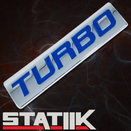 STATIIK NEW TURBO METAL BADGE/EMBLEM DECAL LOGO FOR HOOD TRUNK CAR BUMPER FENDER BLUE