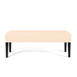 WOMACO Dining Room Bench Cover - Stretch Spandex Upholstered Seat Cushion Slipcovers for Kitchen Dining Bench Seat Protector (Beige, Large)