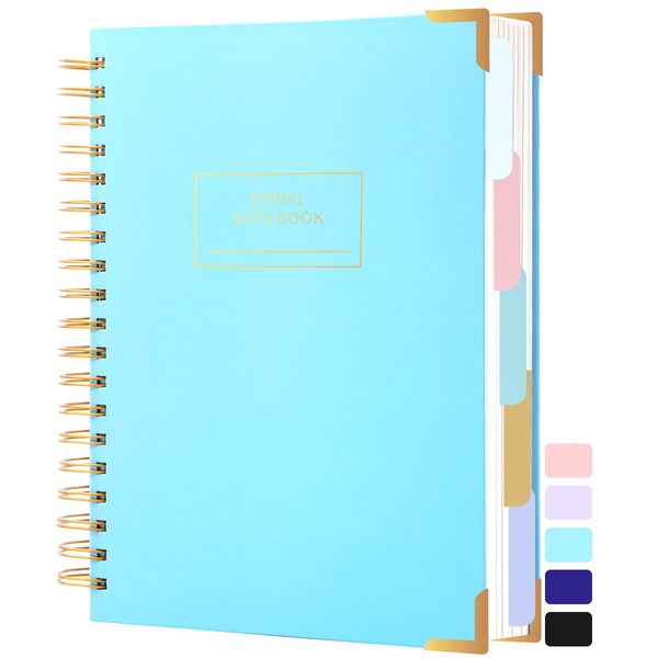 Hardcover Spiral Notebook with Tabs 8"x10" Large Spiral Lined Journals
